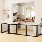 PawHut - Barrière pour animaux en bois autoportante avec 6 panneaux, 2 pieds de soutien - noir-Composé de 6 panneaux, fixés ensemble avec des charnières solides 