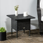 Outsunny 20" Patio Wicker Coffee Table with Plastic Board Underneath the Woven Tabletop - Black-The metal frame of this table ensures longevity for everyday use
