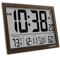 Marathon Slim-Jumbo Atomic Digital Wall Clock - Wood-SLIM JUMBO DISPLAY - Only 1-inch thick, featuring 4.5-inch digits for easy viewing