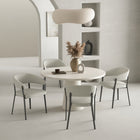 Manhattan Comfort - Chaise de salle à manger moderne Belle 22,4 po en similicuir texturé, rembourrée - Avoine-10