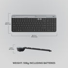 Logitech K585 Slim Multi-Device Wireless Keyboard - Graphite-Dimensions: 14.7"W x 5.66"H x 0.83"D