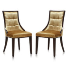 Manhattan Comfort - Lot de 2 chaises de salle à manger traditionnelles Fifth Avenue 18,5 po en velours, finition or antique et noyer-Chaise de salle à manger traditionnelle pour usage en salle à manger lot de 2