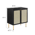 Modway Chaucer 30" Bathroom Vanity - Black-Adjustable Shelf