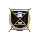 Manhattan Comfort Gracie 22" Modern Leatherette Upholstered Barstool - Stone and Gold - 3 Pack-30 Day Limited Manufacturer's Warranty