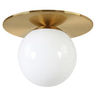 Hudson&Canal Amma 12" Wide Flush Mount with Glass Shade - Brushed Brass/White-Modern transitional design for your entryway, foyer, or kitchen
