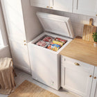 HOMCOM Compact Chest Mini Freezer - 3.5 cu. ft.- White-Five-level adjustable thermostat sets temperatures from 6.8℉ to -11.2℉ for precise freezing