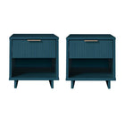 Manhattan Comfort Granville 18.11" Modern 1-Drawer Nightstand 2-Piece Set - Midnight Blue-Modern-Contemporary with a taste of Glam - Nightstand for Bedroom and Living Room Use. Set of 2