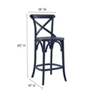 Modway Gear Counter Stool - Midnight Blue-Elm Wood Construction