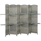 HOMCOM 6 Panel Freestanding Room Divider with Shelves for Bedroom - Grey-Instantly divides your space to create privacy and a calm, focused atmosphere 

