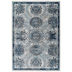 Modway Entourage Kensie Distressed Floral Moroccan Trellis Area Rug - 8 ft W x 10 ft L - Ivory/Blue-Distressed Vintage Floral Moroccan Trellis Area Rug