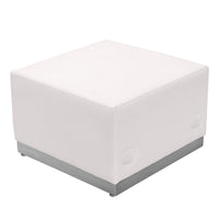 Flash Furniture HERCULES Alon Series Melrose Leather Ottoman with Brushed Stainless Steel Base - White-Modular Ottoman