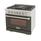 Kucht 36" KFX-X Series Pro Style Propane Gas Range - Stainless Steel/Olive Green-2 Years Limited Manufacturer Warranty