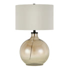 Hudson&Canal - Lampe de table Laelia 63 cm de haut avec abat-jour en tissu - Verre lustré doré/blanc-Associé à un abat-jour en tissu tambour blanc