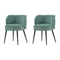 Manhattan Comfort - Lot de 2 chaises de salle à manger modernes Kaya 58 cm, revêtement en velours vert menthe-Chaise de salle à manger moderne pour salle à manger et usage de chaise de travail