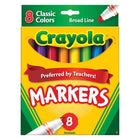 Crayola Broad Line Non-Washable Markers - Assorted Colours - 8 Pack-High quality, true-to-colour ink in 8 classic colours
