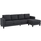 HOMCOM L Shape 4 Seater Corner Sofa with Chaise Lounge - Charcoal Grey-A four-seater corner sofa combining a two-seater, a chaise and a single seat is great for small spaces