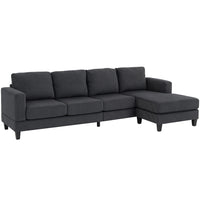 HOMCOM L Shape 4 Seater Corner Sofa with Chaise Lounge - Charcoal Grey-A four-seater corner sofa combining a two-seater, a chaise and a single seat is great for small spaces