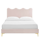 Modway Current Performance Velours Lit Plateforme Full Avec Pieds en Métal Doré - Rose-Pieds en métal doré avec des capuchons sans marque