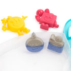 Kinetic Sand Splash Starter Case with 6 oz Color-Change Play Sand-Color-change kinetic sand: Experience exciting reveals with new Kinetic Sand Splash, sand that changes color in water! Fill the Starter Case’s play area with water & stretch, mold & create with 6oz colored sand, 3 tools & molds! 