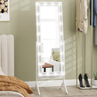 HOMCOM Full Length Mirror with Lights Adjustable Angles - 18.4" W x 60.2" H - White-High-definition glass ensures clear reflections 