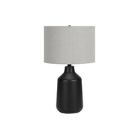 Monarch Specialties - Luminaire - 24 po H Lampe De Table - Béton Noir - Abat-Jour Gris - Contemporain-En combinaison d'une inspiration vintage dans un style contemporain, cette lampe de table en béton noir, lisse et élégante, de 24 pouces de haut, avec un abat-jour tambour en tissu gris et surmontée d'un embout rond noir, attire l'attention dans tous les espaces