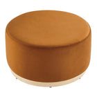 Modway Tilden Large 29" Round Performance Velvet Upholstered Ottoman - Rust/Natural-Non-Marking Foot Glides