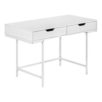 Monarch Specialties 7554 48" Computer Desk - White/White Metal-Computer desk in a white finish with 2 storage drawers featuring wide, cutout handles and metal drawer slides