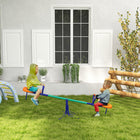 Outsunny - Balançoire à bascule en métal pour enfants, 2 places, rotation à 360° - Multicolore-Poignées lisses et sièges en plastique moulé, garantissant le confort des enfants pendant le jeu 