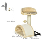 PawHut 18" Cat Scratching Tree and Kitty House with Hanging Toy - Beige-Max Load: 22lbs 