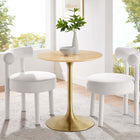 Modway Lippa 28" Round Wood Dining Table - Gold Natural-Chip-Resistant Metal Pedestal Base