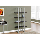 Monarch Specialties 7239 60"H Bookcase - Espresso/Silver Metal-4 shelves
