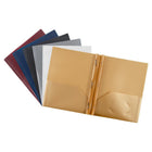 JAM Paper - Chemises POP en plastique - chemises durables à 2 pochettes avec attaches métalliques - couleurs professionnelles assorties - 6/paquet-Couleurs : Bordeaux, Or, Gris, Bleu marine, Blanc, Noir