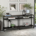 Hudson&Canal - Console Sivil 64" de largeur avec étagères en métal - Bronze noirci-Une finition artisanale est appliquée sur le cadre en acier