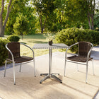 Flash Furniture – Table carrée de 27,5 po en aluminium avec 2 sièges en rotin, intérieur/extérieur (TLH28SQ020CHR2)-27,50 larg. x 27,50 prof. x 27,25 haut. (po)/carré