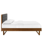 Modway Bridgette Wood Twin Platform Bed with Angular Frame - Walnut Charcoal-Assembly Required