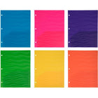 JAM Paper - Dossiers scolaires perforateurs à deux pochettes et 3 trous en plastique robuste - couleurs ondulées assorties - Paquet de 6-Quantité : 6 dossiers par paquet | Un pour chaque sujet et projet