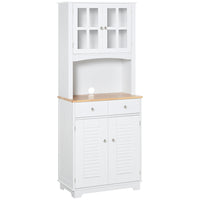 HOMCOM 67" H Coastal Kitchen Buffet and Hutch Cabinet - White-Coastal design with framed Acrylic door and louvered cabinet door,refreshes your home 