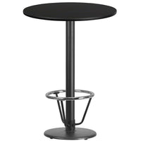 Flash Furniture Dessus de table rond de 30 po en stratifié noir avec base de table de 18 po à hauteur de bar et anneau de pied-Table d'hospitalité à hauteur de bar