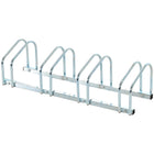 Soozier 4-Bike Bicycle Floor Parking Rack for Indoor and Outdoor Use - Silver-Made from heavy duty steel for long term durability