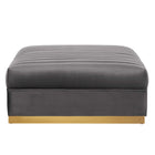 Modway Sanguine Channel Tufted Performance Velvet Modular Sectional Sofa Ottoman - Grey-Gold Stainless Steel Base
