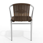 Flash Furniture – Chaise empilable commerciale en rotin brun foncé, int/ext, tubulure aluminium (TLH020)-Siège et dossier en rotin brun foncé