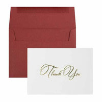 JAM Paper - Ensembles de cartes de remerciement – Entretien blanc avec inscription dorée et enveloppes rouge foncé – 25 cartes et enveloppes-Couleur : soin blanc avec inscription dorée et enveloppes rouge foncé.