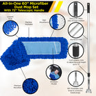 Gritt Commercial All-In-One 60” Microfiber Dust Mop Set with 72" Telescopic Handle-Provides non-abrasive, lint-free, and streak-free cleaning