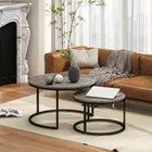 HOMCOM 31" Round Nesting Tables with Faux Marbled Top - Grey - 2 Pack-They can be used separately or together or nested to save space when not in use