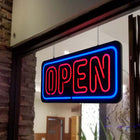 Futech LED Open Sign - 24" W x 10.5" H - Blue/Red-Includes Hanging Metal Chain