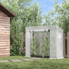 Outsunny - Serre de marche 6,6 pi x 2,5 pi x 5,5 pi avec structure en acier, porte et fenêtre-Bâche en plastique PE résistante aux UV pour une protection contre l'eau, le vent et les rayons du soleil nocifs  
