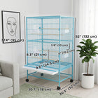 PawHut - Cage pour oiseaux en acier 52 po avec support à roulettes - bleu clair-4 roulettes universelles assurent un déplacement rapide et sécurisé 
