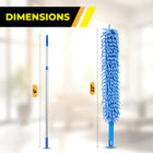 Gritt Commercial 22" Flexible Wand Duster - Microfiber and Chenille Sleeve - 6' Telescopic Pole - 3 Pack -Duster Length: 22"