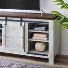 Modway Bennington 71" Rustic Sliding Door TV Stand - White-Easy Clean Walnut Veneer