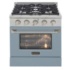 Kucht 30" KNG Series Pro Style Natural Gas Range - Stainless Steel/Light Blue-This 4-burner gas range includes two 15,000 BTU burners and two 9,000 BTU burners
